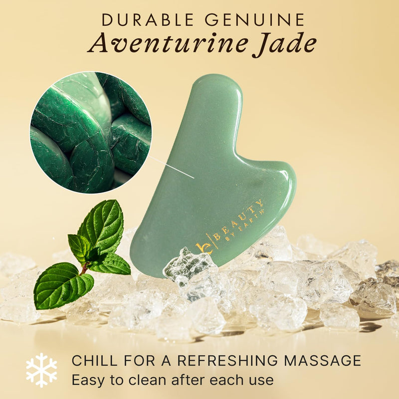 Jade Gua Sha — polished surface and natural stone texture close-up