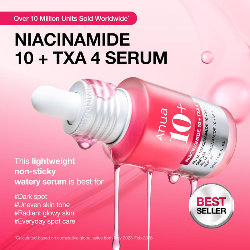 Anua Dark Spot Serum — lightweight watery texture swatched on skin
