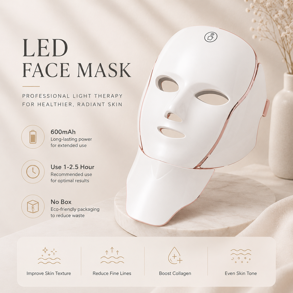 GlowFix™ 7-Color LED Light Therapy Mask – Face & Neck Anti-Aging Treatment