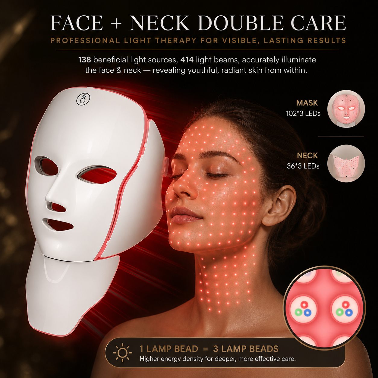 GlowFix™ 7-Color LED Light Therapy Mask – Face & Neck Anti-Aging Treatment