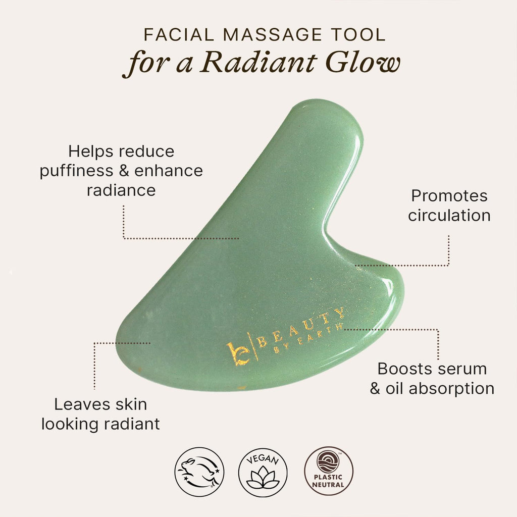 Jade Gua Sha Facial Tool - Professional Face Sculpting and Massaging Tool for Lymphatic Drainage and Jawline Definition, Eye Depuffer and Skin Care Solution