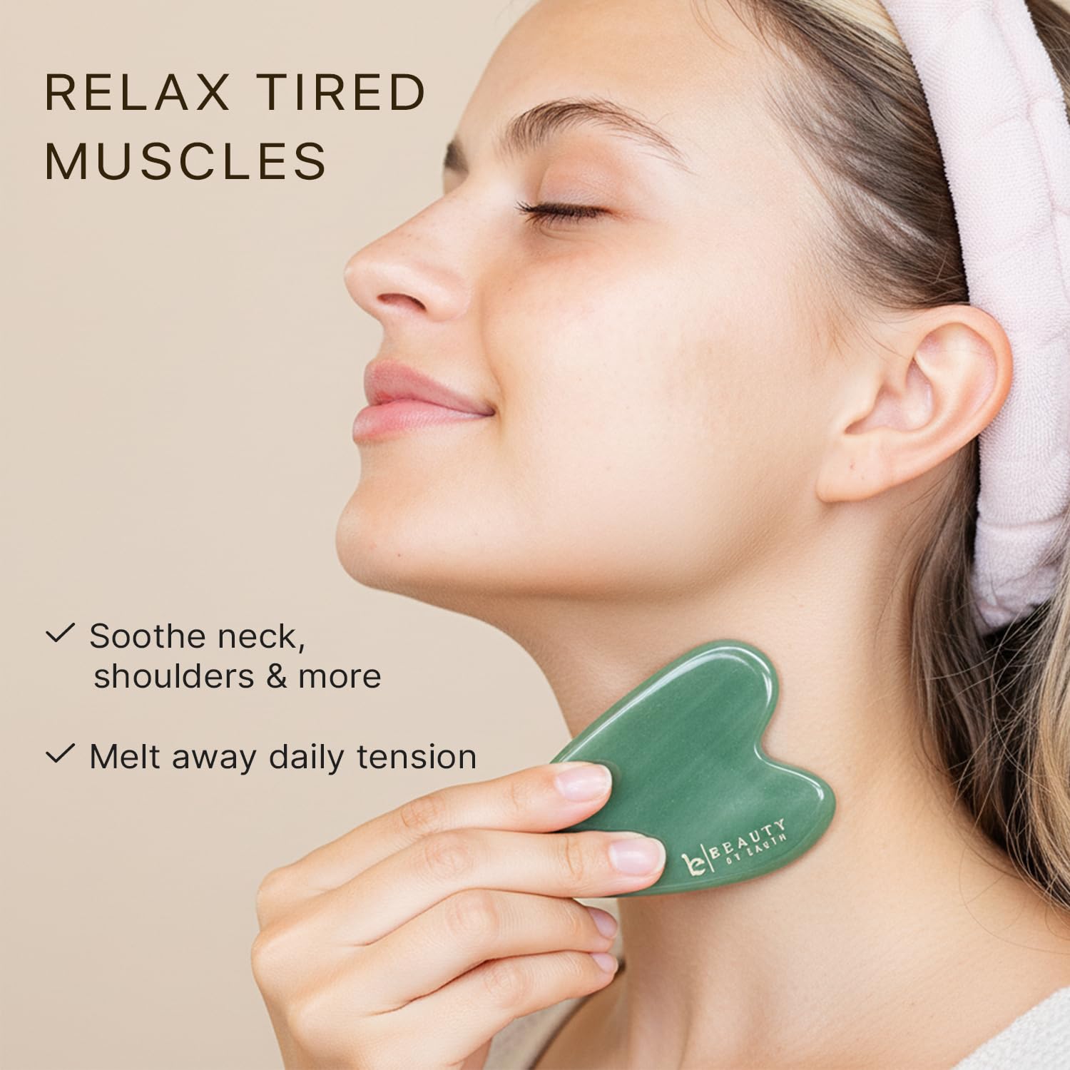 Jade Gua Sha Facial Tool - Professional Face Sculpting and Massaging Tool for Lymphatic Drainage and Jawline Definition, Eye Depuffer and Skin Care Solution