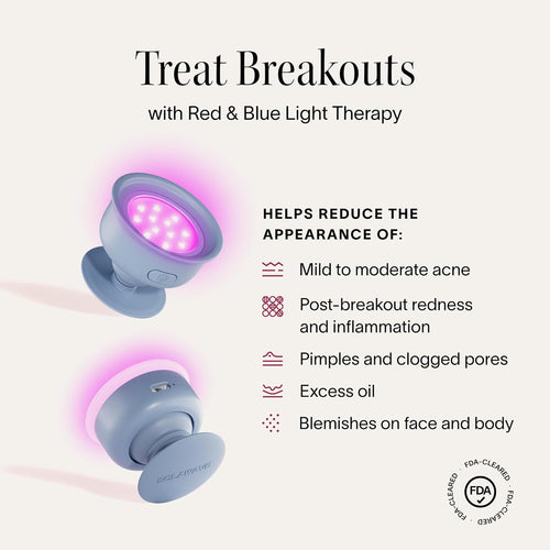 Bye Acne: Advanced Blue & Red Light Therapy Device for Face and Body, Effectively Reduces Redness, Pimples, Zits, and Blemishes While Calming Inflammation - Quick 3-Minute Treatment, User-Friendly Design
