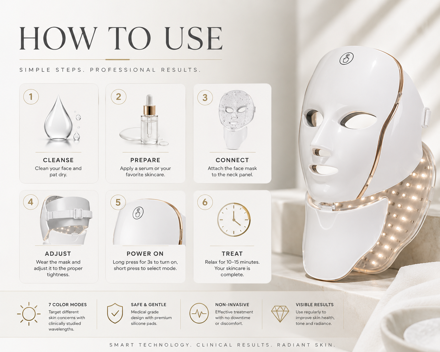 GlowFix™ 7-Color LED Light Therapy Mask – Face & Neck Anti-Aging Treatment