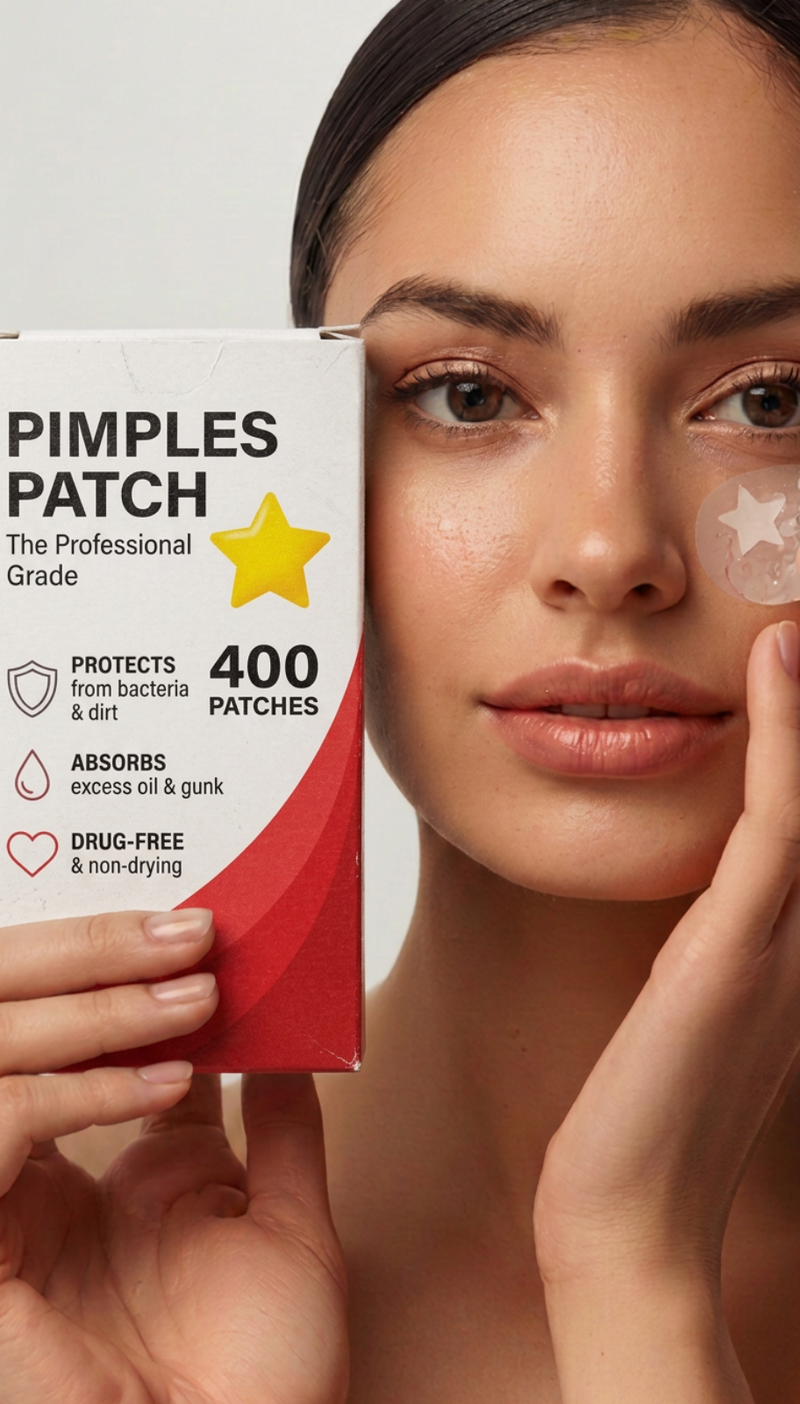 GlowFix Star Hydrocolloid Pimple Patches — box of 400 patches lifestyle shot
