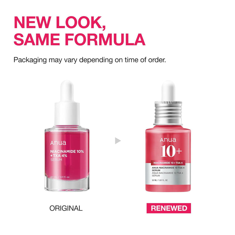 Anua Niacinamide + TXA Serum — dropper bottle and packaging detail