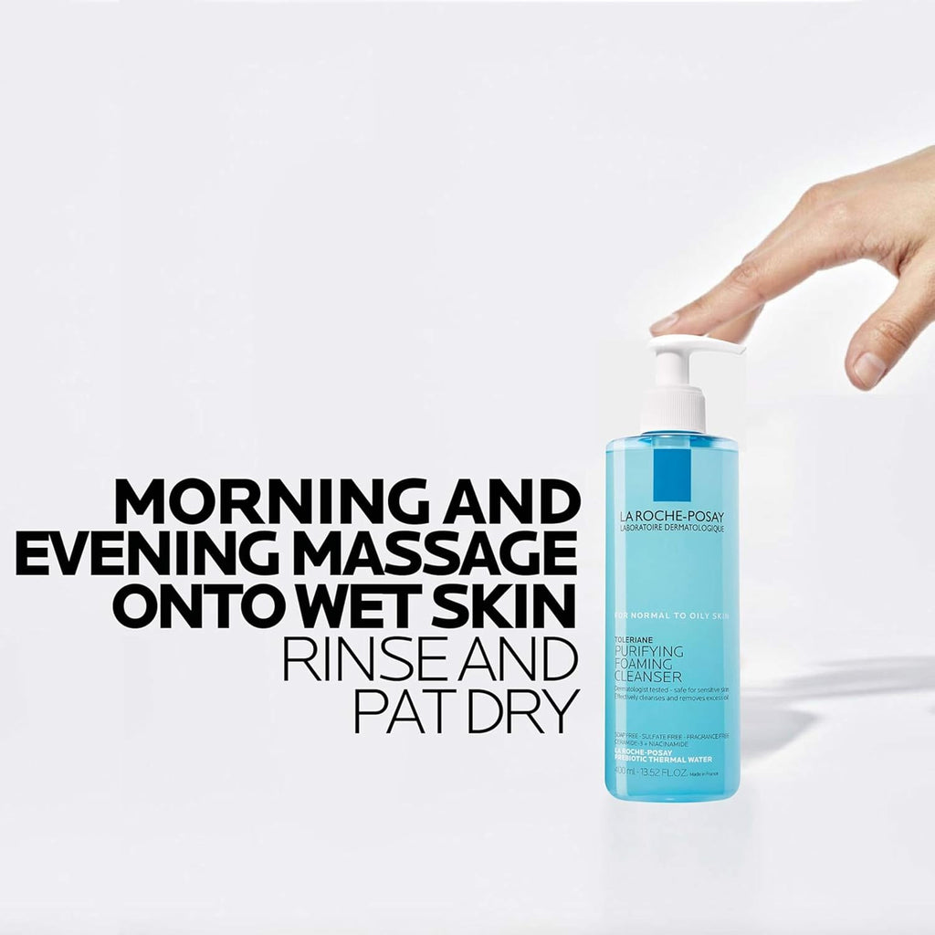 La Roche-Posay Toleriane Purifying Foaming Facial Cleanser, Oil Free Face Wash for Women & Men with Niacinamide + Ceramides, Pore Cleanser Safe for Sensitive Skin, Won’T Dry Out Skin, Soap Free