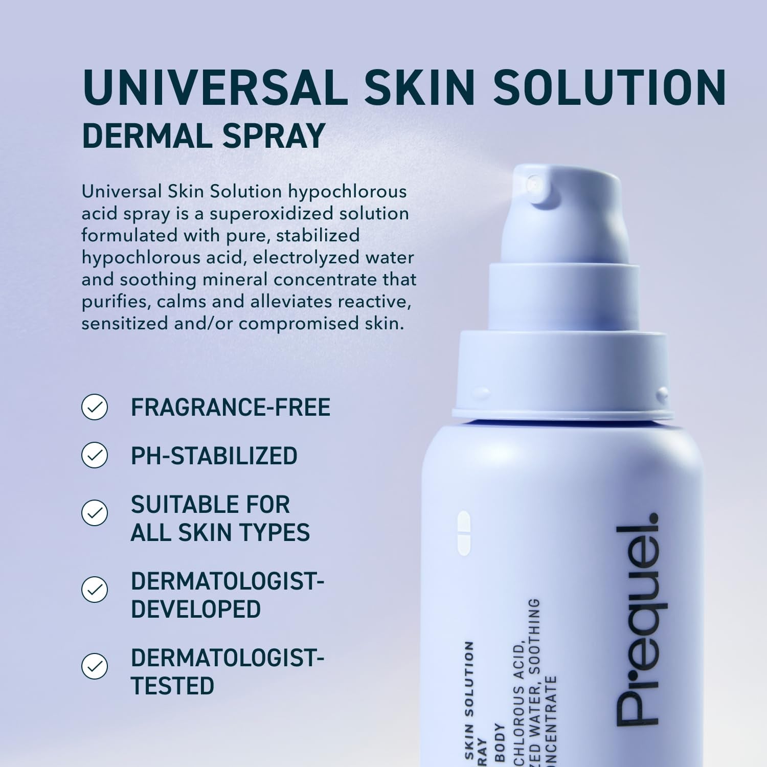 Skin Universal Skin Solution Hypochlorous Acid Spray for Face and Body. Fine Mist HOCL Facial Cleanser and Dermal Spray with Minerals & Electrolyzed Water - Ph-Stabilized Care. 4Oz