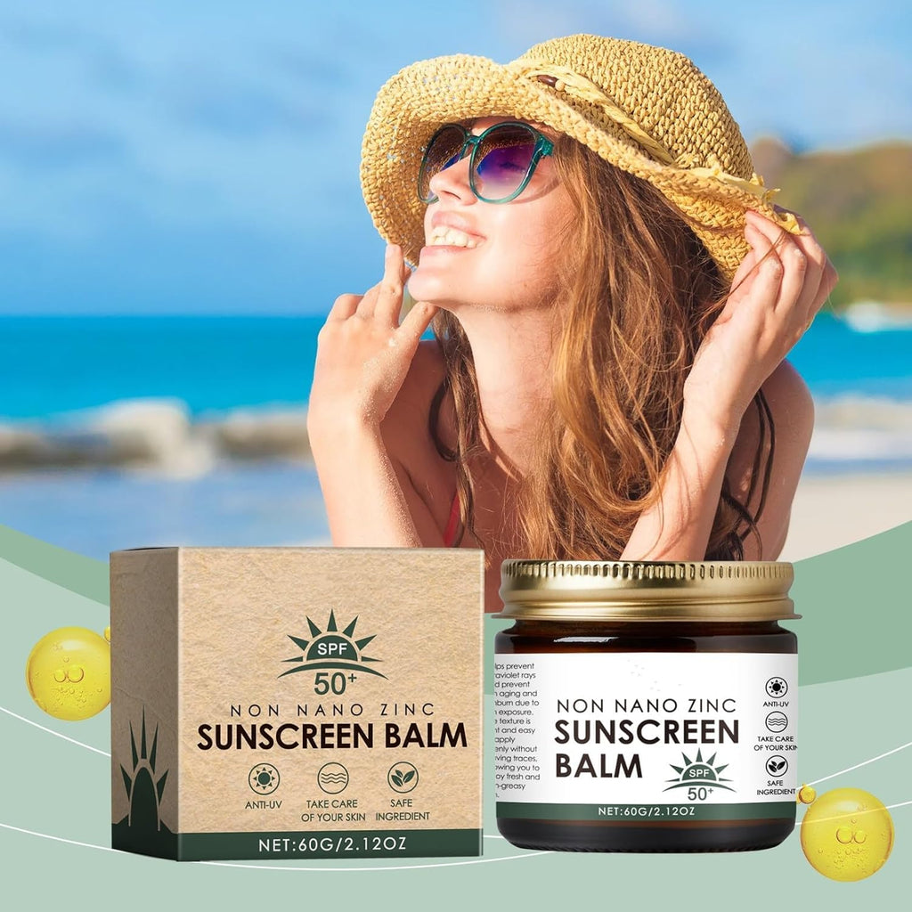 Beef Tallow Sunscreen with Zinc Oxide - SPF 50 Natural Sun Balm and Moisturizer, Grass-Fed Beef Tallow, Non-Nano Formula for All Skin Types (2-Pack)